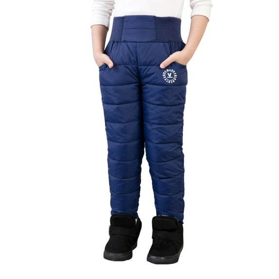 SonxaHe Toddler Girls Boys Snow Pants Thick Warm Straight Leg Trousers Child Winter Active Unisex Pants Blue,Sized 3-4