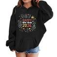 thumbnail image 1 of SonxaHe Toddler Girls' Hooded Sweatshirt Happy New Year Long Sleeve Hoodie Child Holiday Festival Cozy Winter Hoodies Black,Sized 2-3, 1 of 4