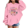 thumbnail image 1 of SonxaHe Toddler Girls' Hooded Sweatshirt Happy New Year Long Sleeve Hoodie Child Holiday Festival Cozy Winter Hoodies Pink,Sized 2-3, 1 of 4