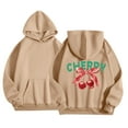 thumbnail image 1 of SonxaHe Toddler Girls' Hooded Sweatshirts Long Sleeve Cherry Prints Oversized Soft Comfy Pullover Hoodie Beige,Sized 4-5, 1 of 4