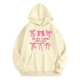 thumbnail image 1 of SonxaHe Toddler Girls Hoodie Bow Prints Long Sleeve Oversized Comfy Autumn Winter Hooded Sweatshirt Beige,Sized 2-3, 1 of 3