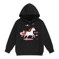 thumbnail image 1 of SonxaHe Toddler Girls' Hoodies Warm Cartoon Horse Print Long Sleeve Pullover Hooded Sweatshirts with Pocket Black,Sized 2-3, 1 of 3