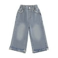 thumbnail image 1 of SonxaHe Toddler Girls Jeans Stretch Waist Straight Leg Denim Pants Child Loose Comfy Casual Denim Trousers Blue,Sized 2-3, 1 of 8