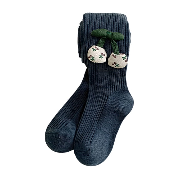 SonxaHe Toddler Girls Leggings Cherry Stretchy Active Knitted Tights Children Soft Cozy Fall Winter Outerwear Leggings Blue,Sized 3-6