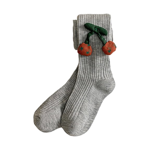 SonxaHe Toddler Girls Leggings Cherry Stretchy Active Knitted Tights Children Soft Cozy Fall Winter Outerwear Leggings Gray,Sized 3-6