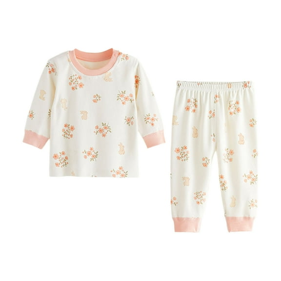 SonxaHe Toddler Girls' Outfits Floral Prints Long Sleeve Tshirt Pants Kids Soft Loose Warm Autumn Sleepwear Outfit Set Pink,Sized 3-4