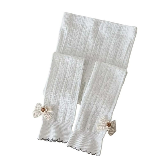 SonxaHe Toddler Girls Leggings Pants Stretchy Active Knitted Leggings Child Cute Outerwear Skinny Soft Cozy Autumn Tights White,Sized 3-6
