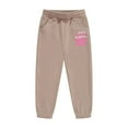 thumbnail image 1 of SonxaHe Toddler Girls' Pants Stretch Waist Jogger Sweatpants Kids Loose Cozy Athletic Casual Cargo Pants Beige,Sized 4-5, 1 of 3