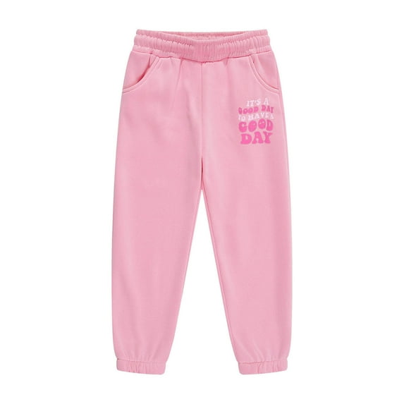 SonxaHe Toddler Girls' Pants Stretch Waist Jogger Sweatpants Kids Loose Cozy Athletic Casual Cargo Pants Pink,Sized 3-4