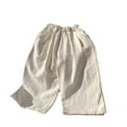 thumbnail image 1 of SonxaHe Toddler Girls Pants Stretch Waist Wide Leg Pants Child Summer Solid Loose Casual Sportswear Pants White,Sized 4-5, 1 of 2