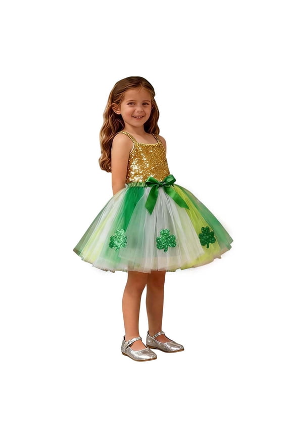 Toddler Girls' Skirt St. Patrick's Day Party Gradient Green Tulle Skirt Kids Festival Ballet Dance Skirts Green,Sized 2-4