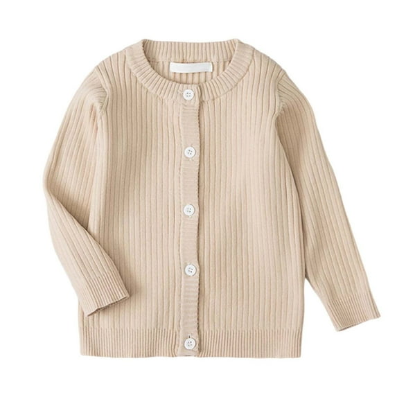 SonxaHe Toddler Girls' Sweater Classic Button Up Cable Knit Cardigan Children Soft Warm Fall Outerwear Winter Sweaters Beige,Sized 4-5