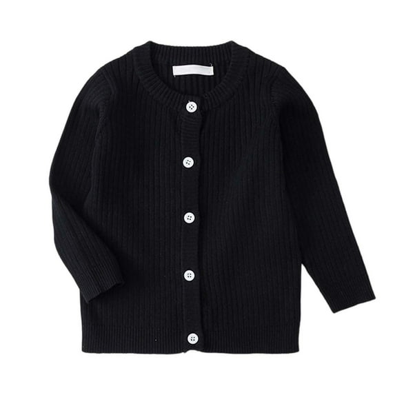 SonxaHe Toddler Girls' Sweater Classic Button Up Cable Knit Cardigan Children Soft Warm Fall Outerwear Winter Sweaters Black,Sized 3-4