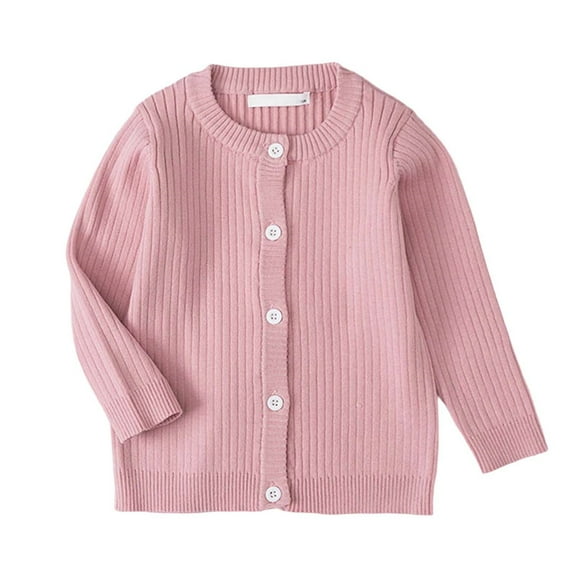 SonxaHe Toddler Girls' Sweater Classic Button Up Cable Knit Cardigan Children Soft Warm Fall Outerwear Winter Sweaters Pink,Sized 4-5