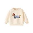 thumbnail image 1 of SonxaHe Toddler Girls Sweatshirt Cartoon Dot Long Sleeve Crewneck Pullover Top Kids Soft Loose Cozy Winter Sweatshirts Beige,Sized 3-4, 1 of 3
