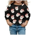 thumbnail image 1 of SonxaHe Toddler Girls Sweatshirt Christmas Santa Print Long Sleeved Top Kids Xmas Holiday Party Loose Fall Winter Sweatshirts Black,Sized 3-4, 1 of 3