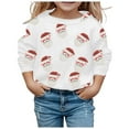 thumbnail image 1 of SonxaHe Toddler Girls Sweatshirt Christmas Santa Print Long Sleeved Top Kids Xmas Holiday Party Loose Fall Winter Sweatshirts White,Sized 3-4, 1 of 3