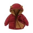 thumbnail image 1 of SonxaHe Toddler Girls Winter Coat Fleece Lined Bear Ear Hooded Coat Child Warm Thickened Soft Winter Windproof Coats Red,Sized 2-3, 1 of 3