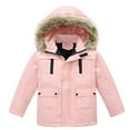 thumbnail image 1 of SonxaHe Toddler Girls Winter Coats Fur Trim Hooded Thick Puffer Coat Children Warm Comfy Windproof Outerwear Coats Pink,Sized 3-4, 1 of 8