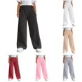 thumbnail image 1 of Sonxahe Big Girls' Solid Wide Leg Pantscozy Bottomsindoor Daily Trousers,Black, 1 of 8