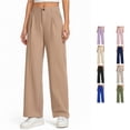 thumbnail image 1 of Sonxahe Little Girl Solid Wide Leg Dress Pants Straight Fit High Waist Casual Trousers,Khaki, 1 of 4