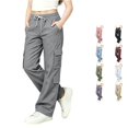 thumbnail image 1 of Sonxahe Little Girl's Cargo Pants Drawstring Multi Pocket Kids Pants Daily Bottoms,Grey, 1 of 7
