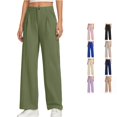 thumbnail image 1 of Sonxahe Girl Solid Wide Leg Dress Pants Straight Fit High Waist Casual Trousers,Green, 1 of 7