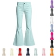 thumbnail image 1 of Sonxahe Girl's Solid Flared Denim Jeans Mid Rise Stretch Casual Trousers Bottoms,Mint Green2, 1 of 7