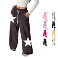 thumbnail image 1 of Sonxahe Girl's Star Print Sweatpants Y2K Drawstring Wide Leg Streetwear Casual Bottoms,Grey, 1 of 4