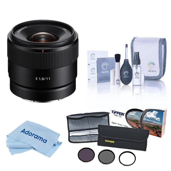 Sony 11mm f/1.8 Lens, Bundle with 55mm Essentials Filter Kit, Cleaning Kit and Cleaning Cloth