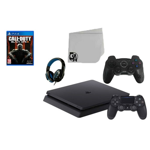 Pre-Owned Sony 2215A PlayStation 4 Slim 500GB Gaming Console Black 2 Controller Included with Call Of Duty Black Ops 3 Game BOLT AXTION Bundle Lke New