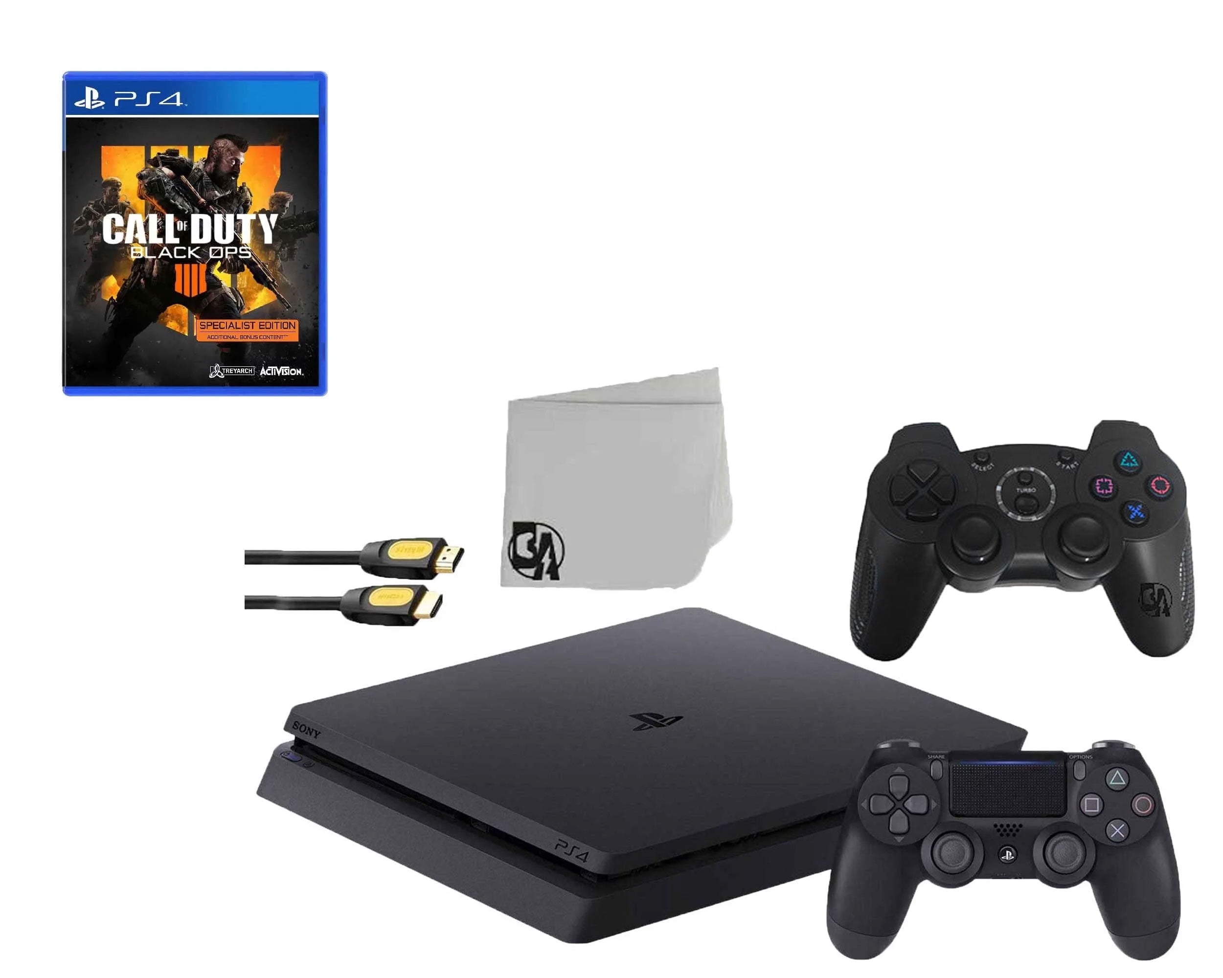 Sony 2215A PlayStation 4 Slim 500GB Gaming Console Black 2 Controller Included with Call of Duty Black Ops 4 Game BOLT AXTION Bundle Lke New