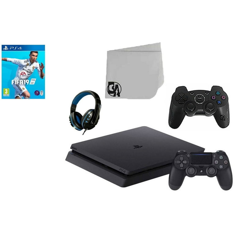 Sony 2215A PlayStation 4 Slim 500GB Gaming Console Black 2 Controller Included with FIFA 19 Game BOLT AXTION Bundle Lke New