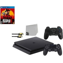 Pre-Owned Sony 2215A PlayStation 4 Slim 500GB Gaming Console Black 2 Controller Included with Read Dead Redemption 2 Game BOLT AXTION Bundle Lke New