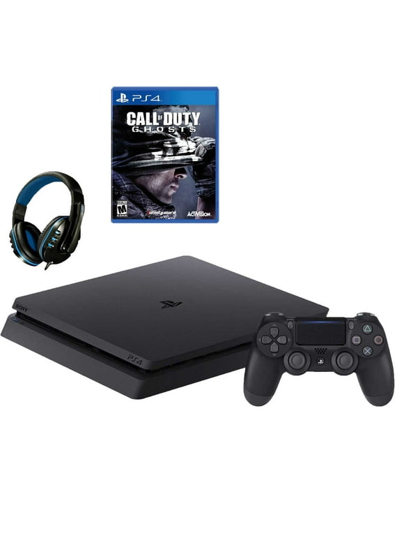 Sony 2215A PlayStation 4 Slim 500GB Gaming Console Black with Call of Duty Ghosts Game BOLT AXTION Bundle Lke New