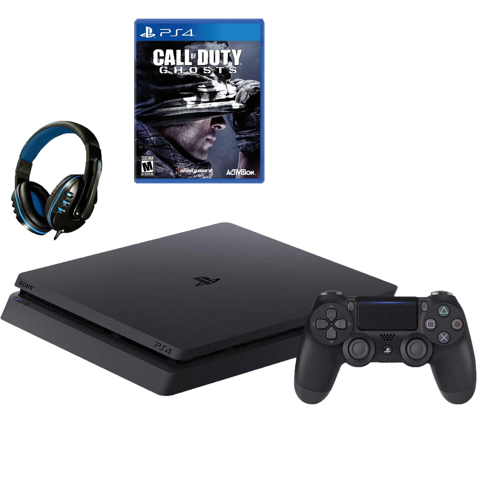 Sony PlayStation 4 500GB Gaming Console White with Call of Duty Ghosts BOLT  AXTION Bundle Used 