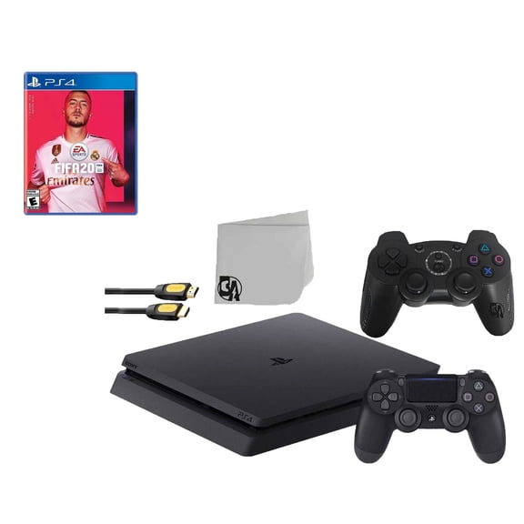 Pre-Owned Sony 2215B PlayStation 4 Slim 1TB Gaming Console with 2 Controllers and FIFA-20 Game, Black
