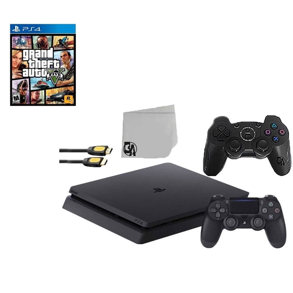 Pre-Owned Sony, 2215B, PlayStation 4 Slim 1TB Gaming Console with 2 Controllers and Grand Theft Auto V Black , 1, 1, 1