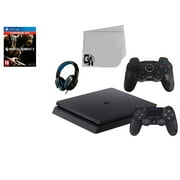 Sony 2215B PlayStation 4 Slim 1TB Gaming Console Black 2 Controller Included with Mortal Kombat X Game BOLT AXTION Bundle Lke New