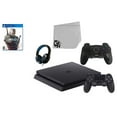 thumbnail image 1 of Pre-Owned Sony, 2215B, PlayStation 4 Slim 1TB Gaming Console with 2 Controllers, The Witcher 3: Wild Hunt, Black, 1, 1, 1, 1 of 7