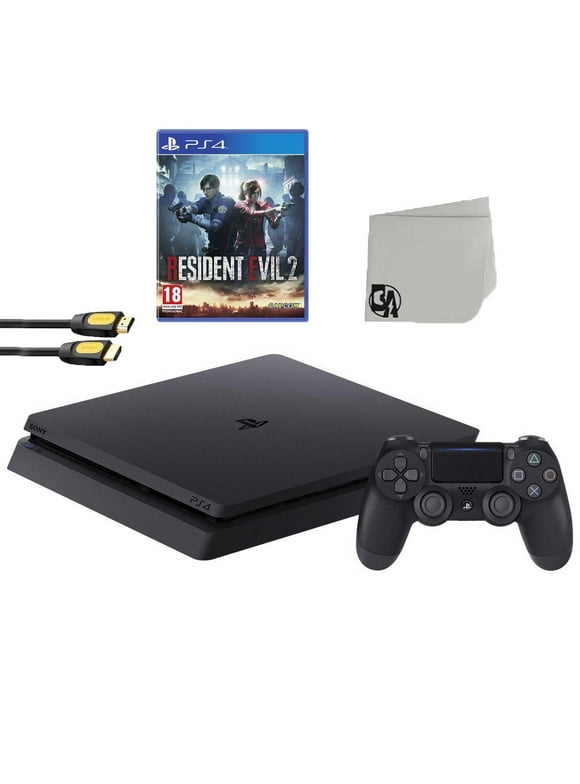 Sony 2215B PlayStation 4 Slim 1TB Gaming Console Black withResident Evil 2 Game BOLT AXTION Bundle Used