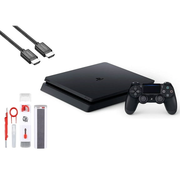 Pre-Owned Sony 2215B PlayStation 4 Slim 500GB Gaming Console Black, HDMI Cable With BOLT AXTION Cleaning Kit Bundle