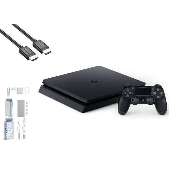 Pre-Owned Sony 2215B PlayStation 4 Slim 500GB Gaming Console Black, HDMI Cable With BOLT AXTION Cleaning Kit Bundle
