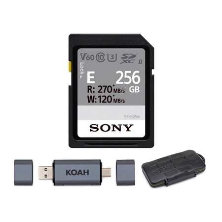 Sony 256GB E-Series High Speed SD Card with Koah Card Reader and Storage Case