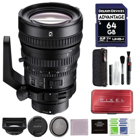 Sony 28-135mm FE PZ F4 G OSS Zoom Lens Bundle with 64GB SD Card with Advanced Accessories