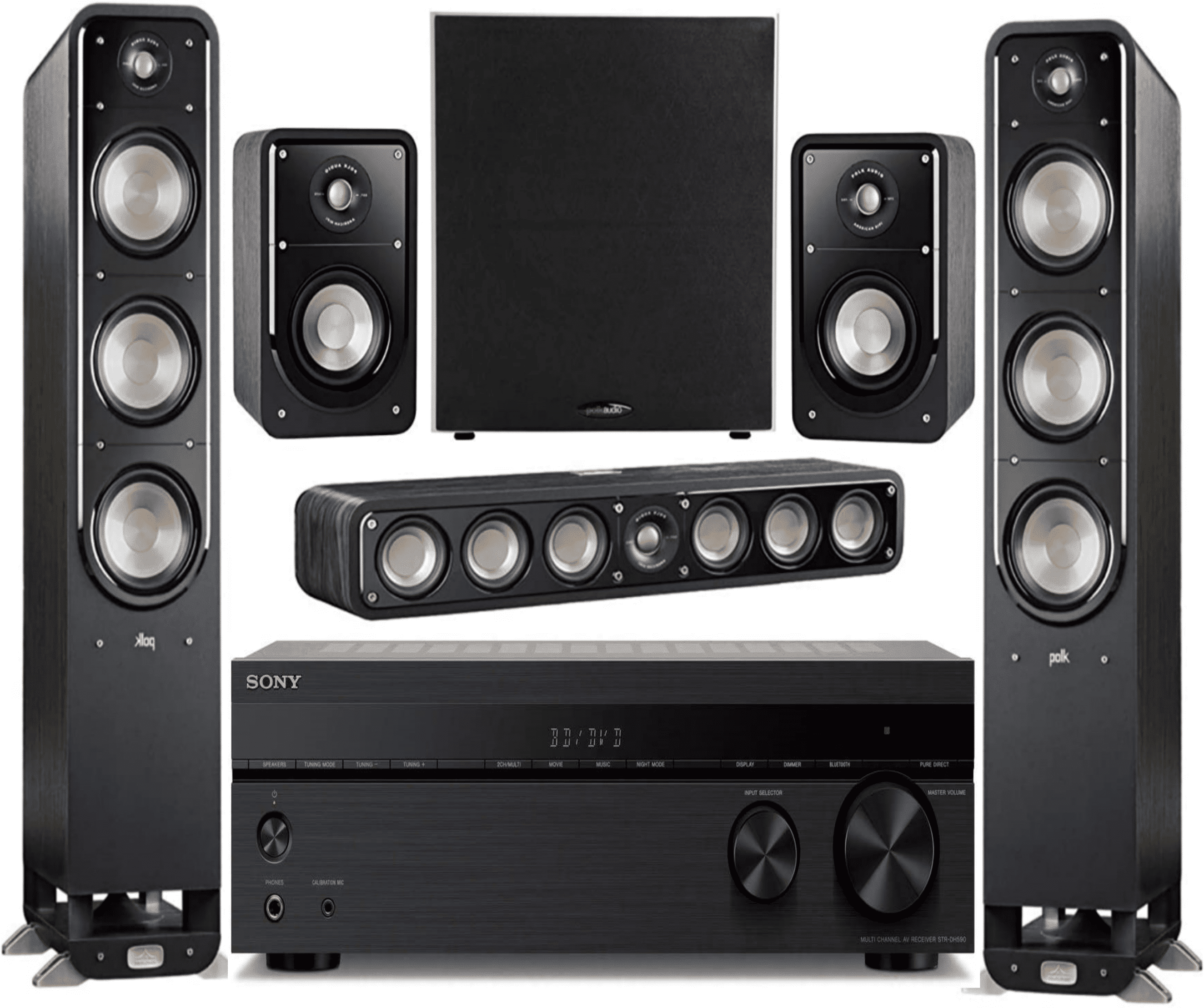 Sony Polk 5.2 Home Theater Systems, Black, 57.3 lbs