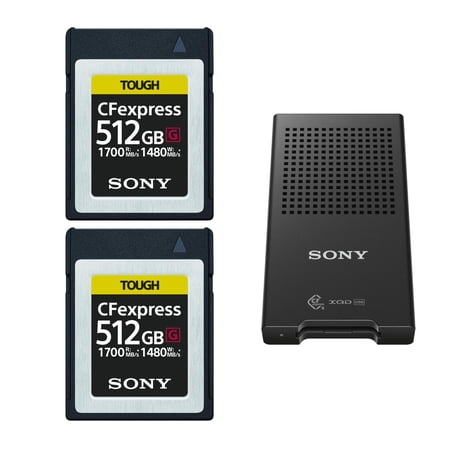 Sony 512GB TOUGH CEB-G Series CFexpress Type B Memory Card (2-pack) with Reader