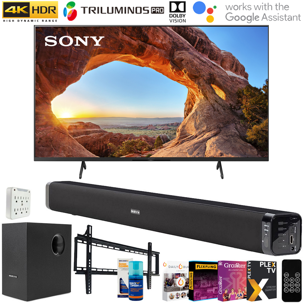 Sony 55'' X85J 4K Ultra HD LED Smart TV (2021) Deco Gear Soundbar Subwoofer Plus Complete Mounting - image 1 of 10