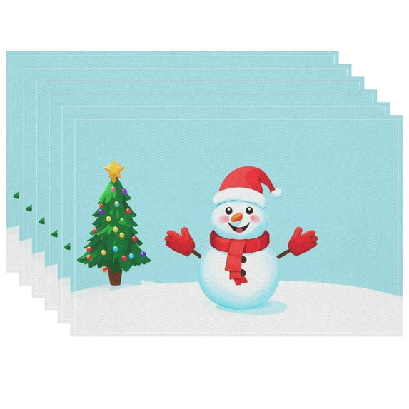 Christmas Decor Placemats Heat-Resistant Snowman Cute Cartoon Indoor Doormat Durable Christmas Tree Christmas Outside Decorations for Porch - for Home Table Coffee Table Deco (17.7x13 Inches)