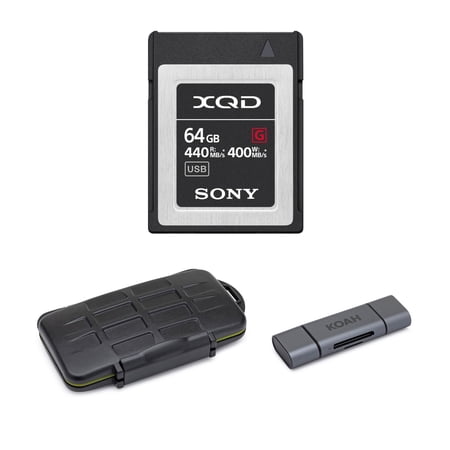 Sony 64GB XQD G Series Memory Card with Card Reader and Carrying Case Bundle
